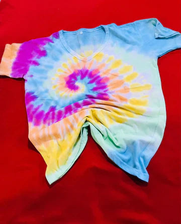 V NECK RAINBOW CIRCLE TIE DYE T-SHIRT CH # 79