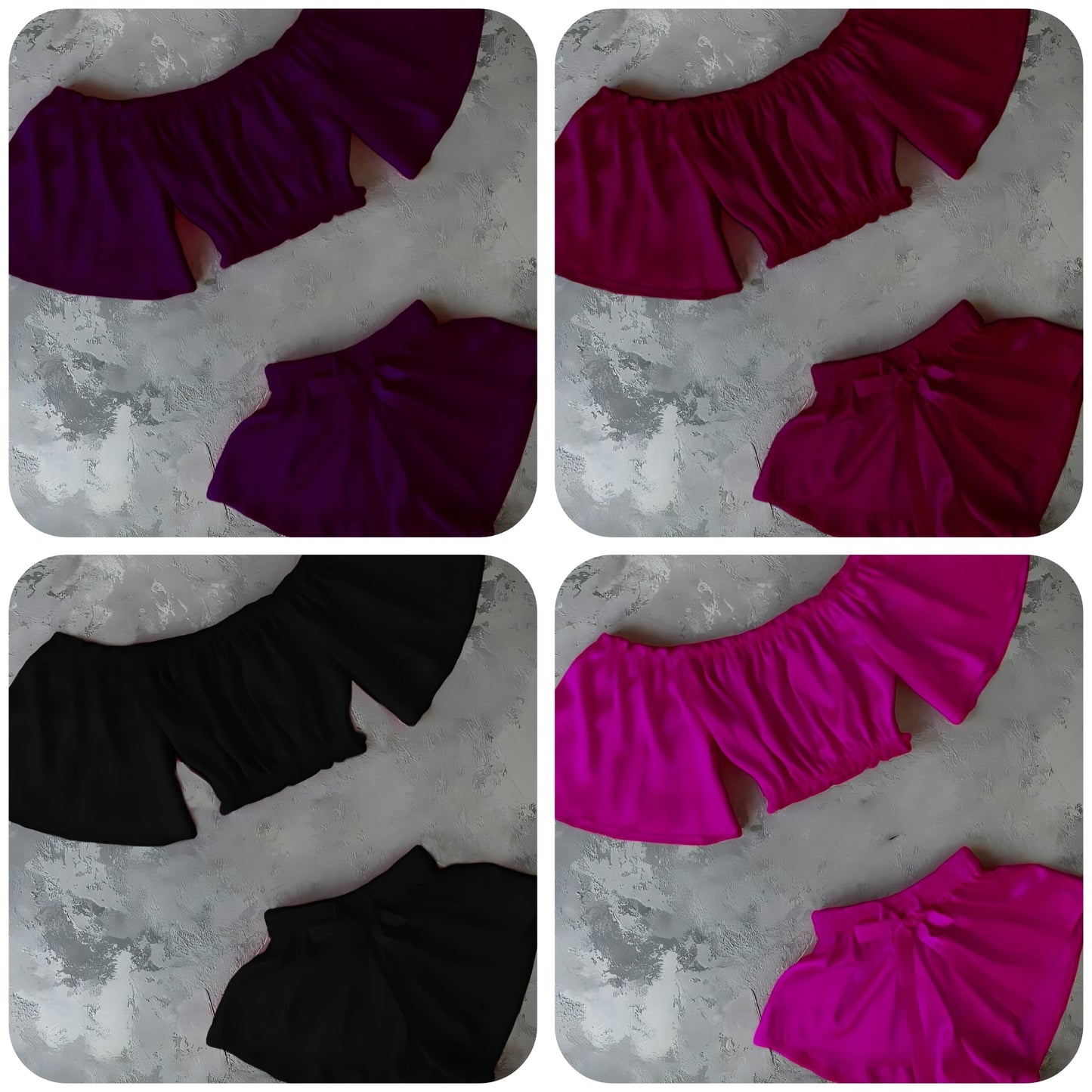 CHK # P53 Square Neck Off-Shoulder Blouse With Elastic Shorts