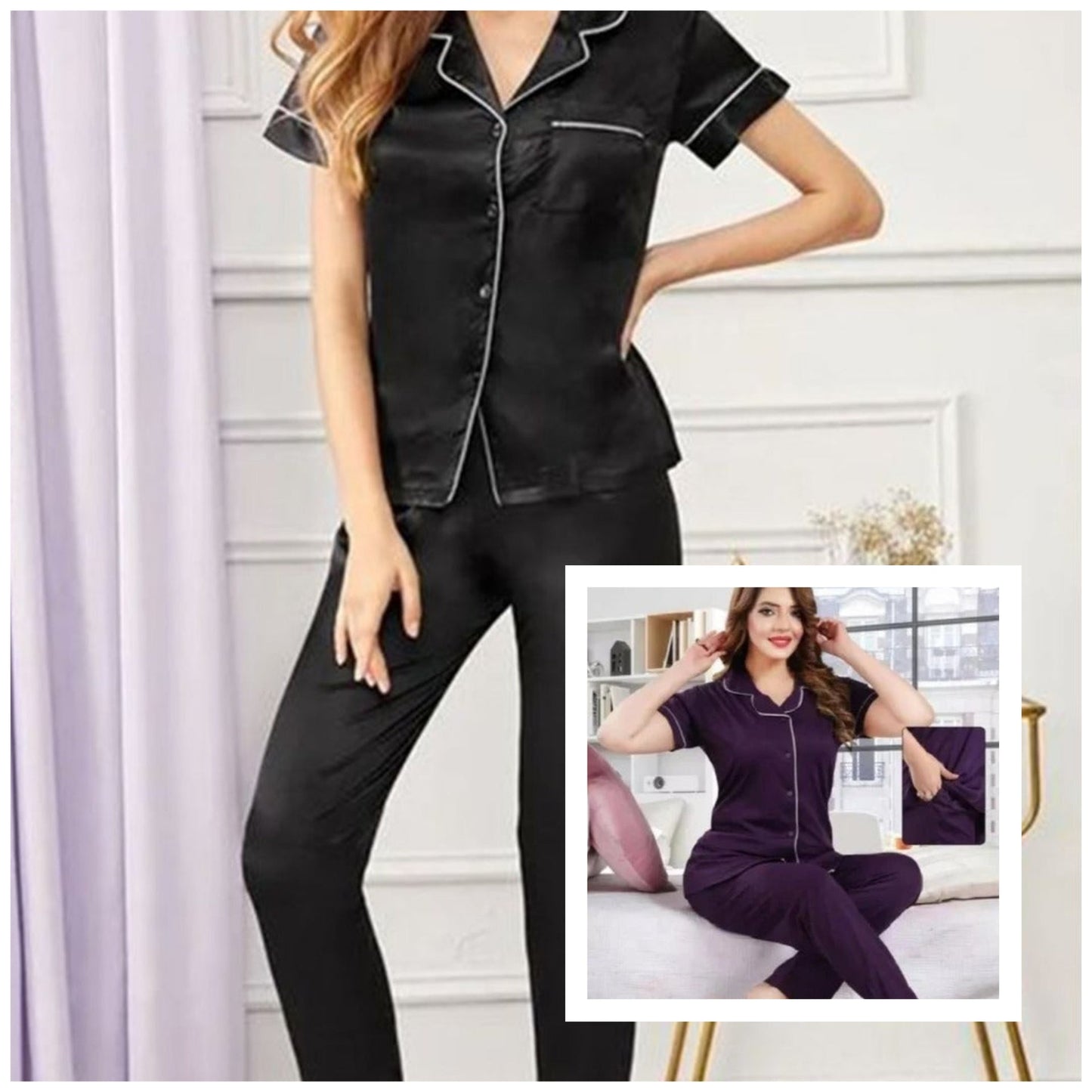 MasterMindswear Pjs Silk Half Sleeves Nightwear