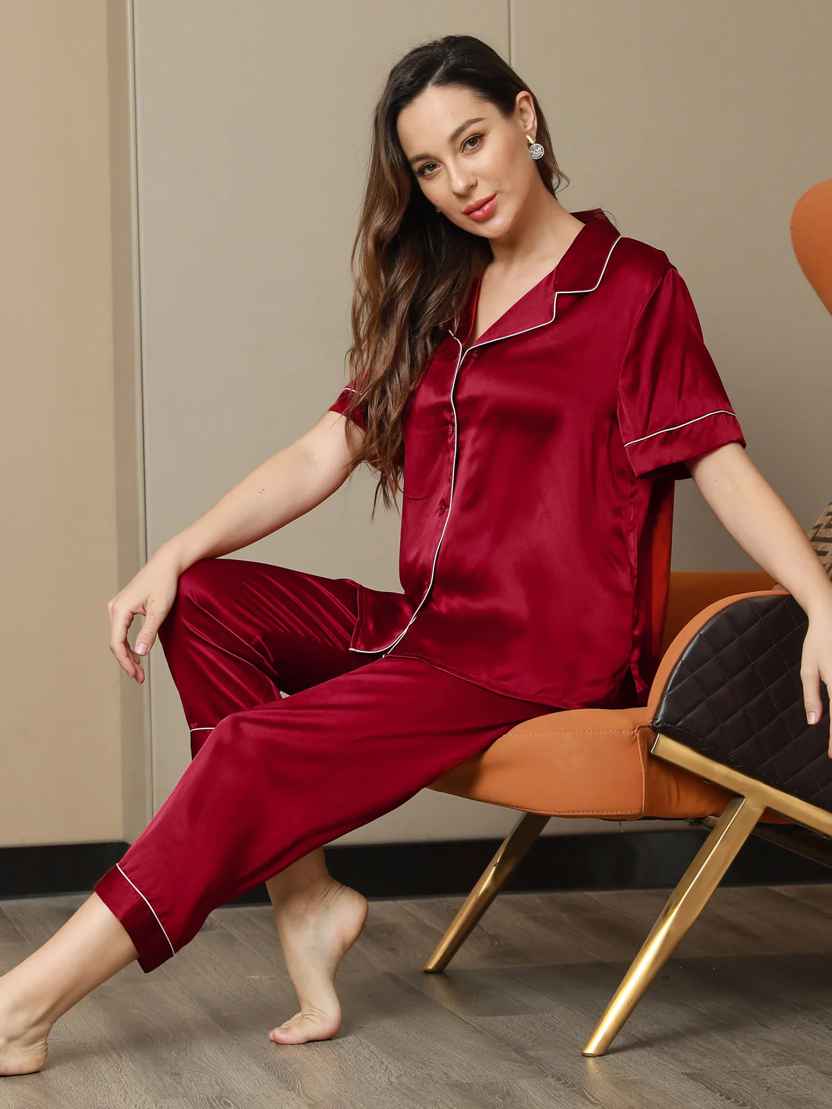 MasterMindswear Pjs Silk Half Sleeves Nightwear