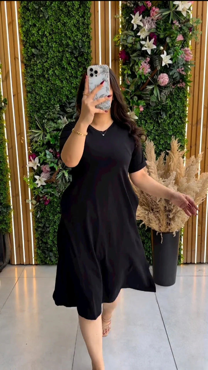 CH # 360 Modern Women's Short Sleeve Flowy Pocketlong Top