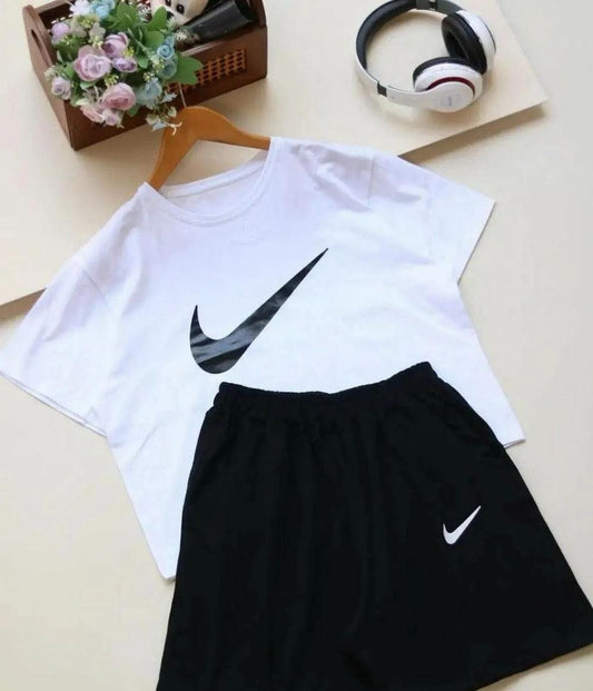 CH # 426 Printed Tee & Casual Short Combo For Women