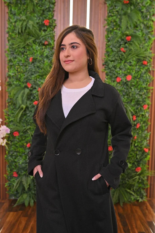 LY-23 MasterMindswear Long Fleece Trench Coat For Women's