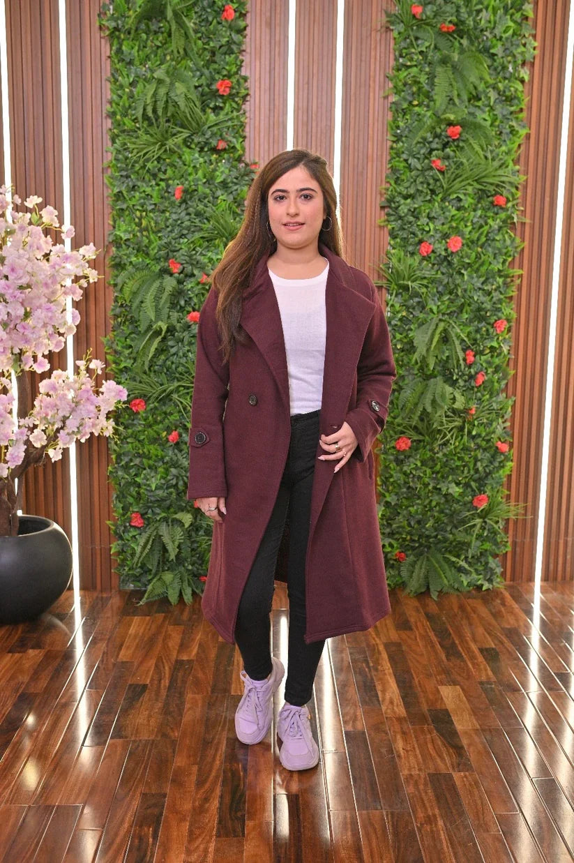 LY-23 MasterMindswear Long Fleece Trench Coat For Women's