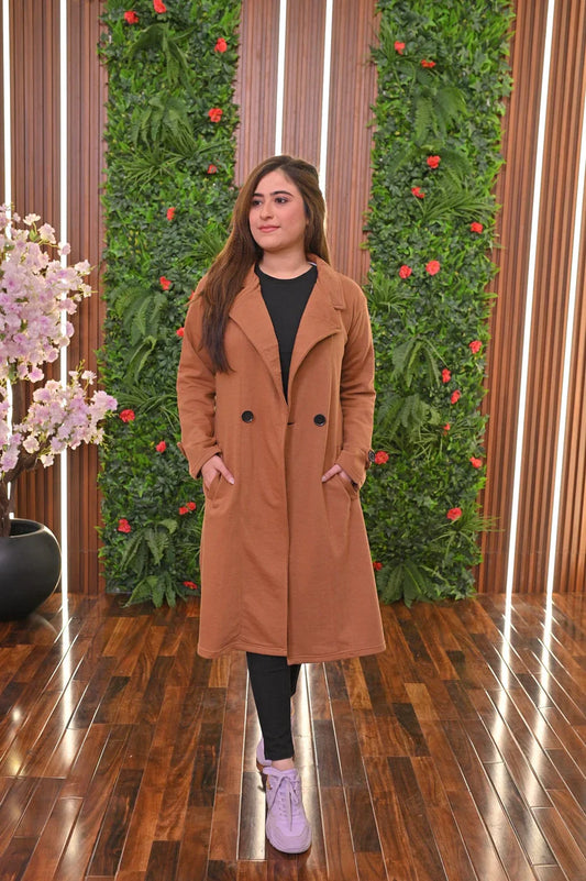 LY-23 MasterMindswear Long Fleece Trench Coat For Women's