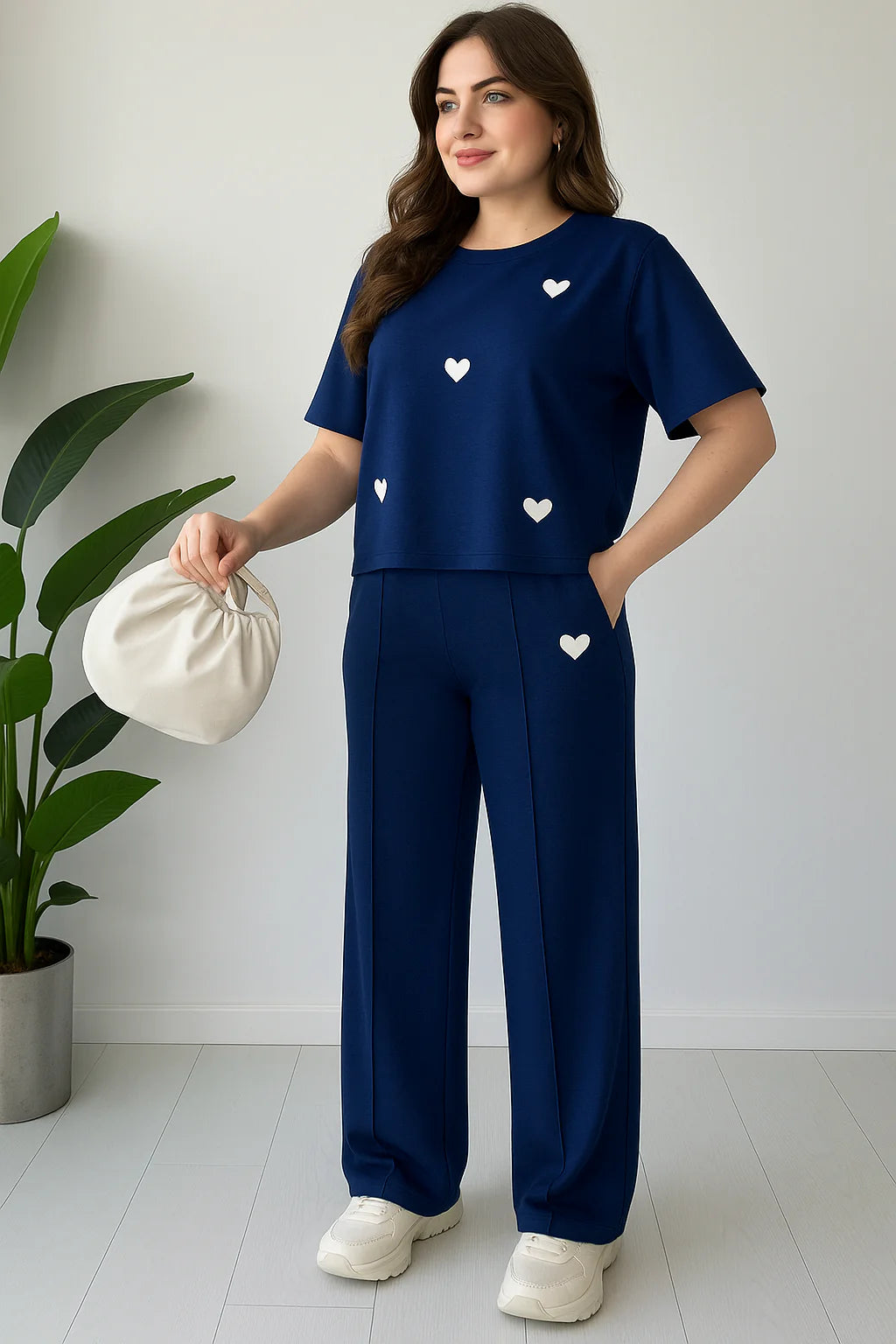 CH 556 Straight Trouser With Heart Printed Top - Mastermindswear