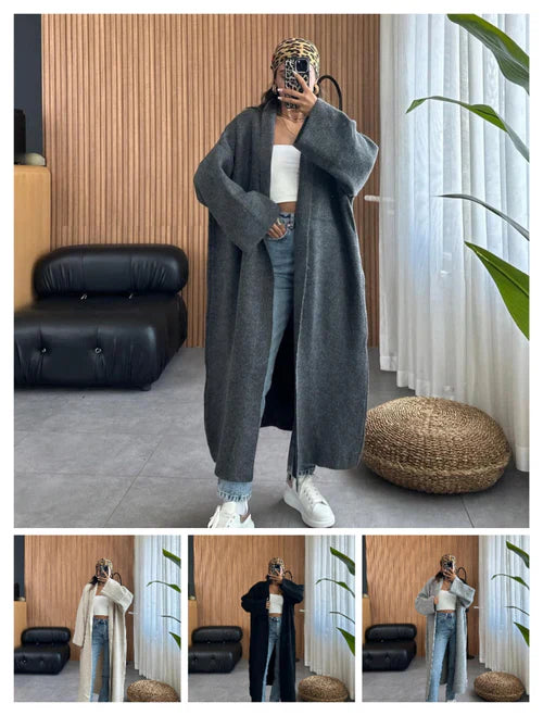 CH-484 MasterMindswear Longline Street-Style Long Winter Fleece Fabric Gown
