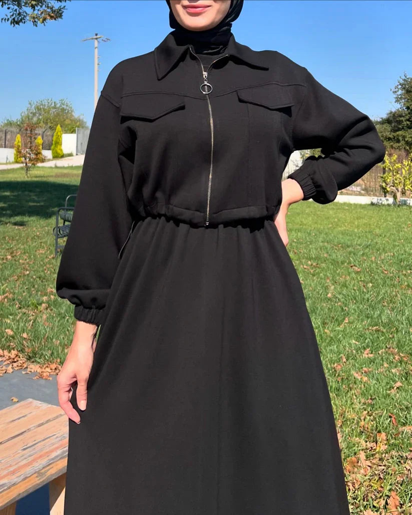 CH-499 MasterMindswear 2 Pcs Winter Outfit Long Frock With Upper Fleece Jacket