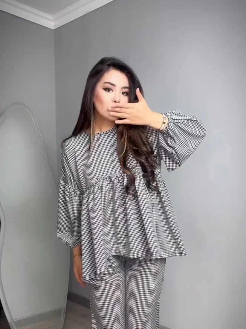 CH 552 Classic Checkered Cotton Co-ord Set-Mastermindswear