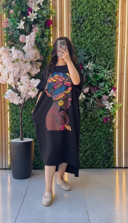 CH 443 MasterMindswear ELEGANT DROP SHOULDER PRINTED LONG TOP