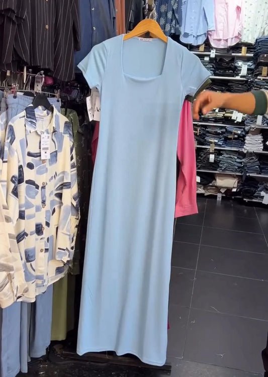 CH -571 Square Neck Style Soft Dress - Mastermindswear