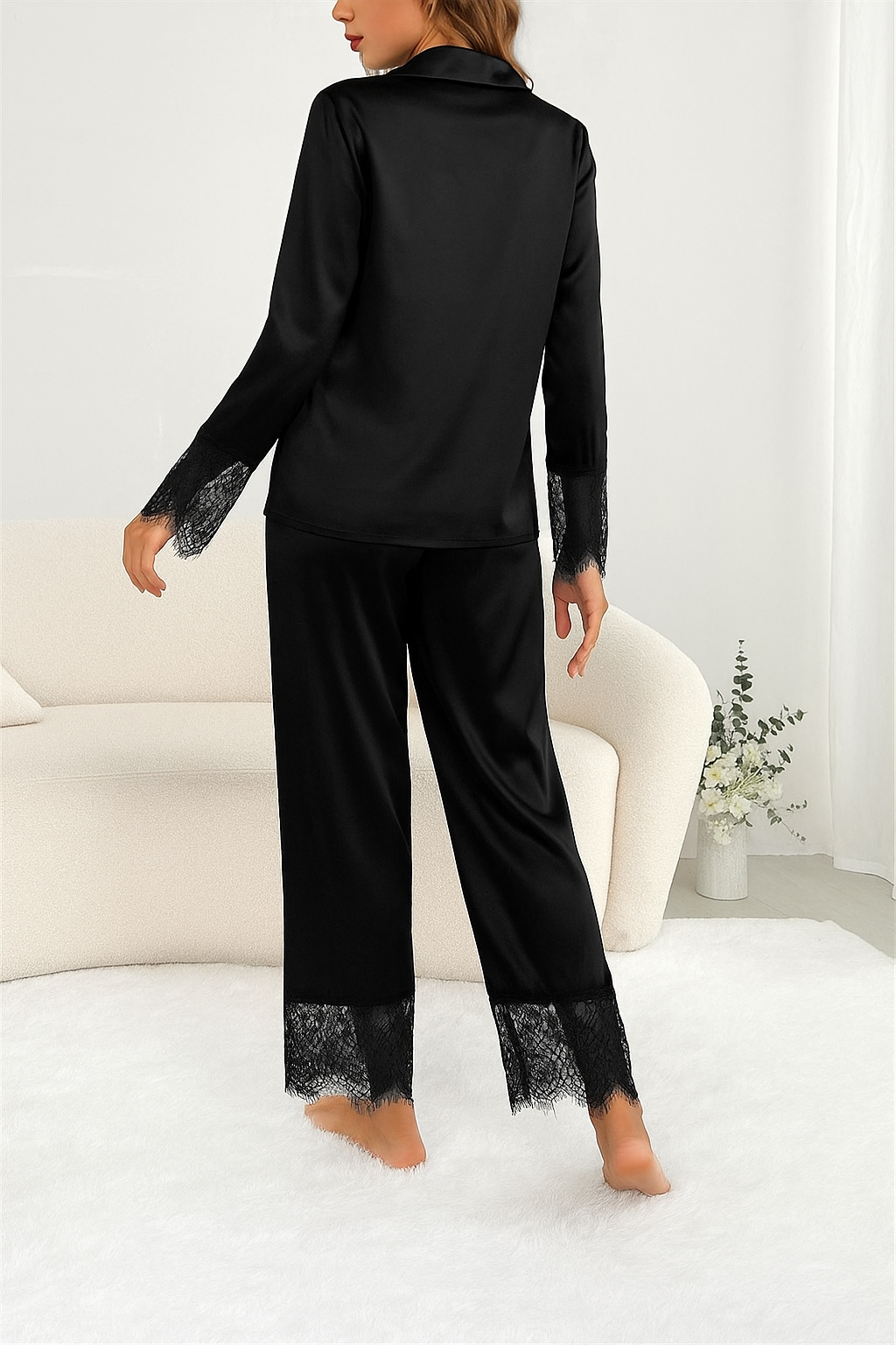 P-73 Noir Luxe Lace Pajama Set |MasterMindswear