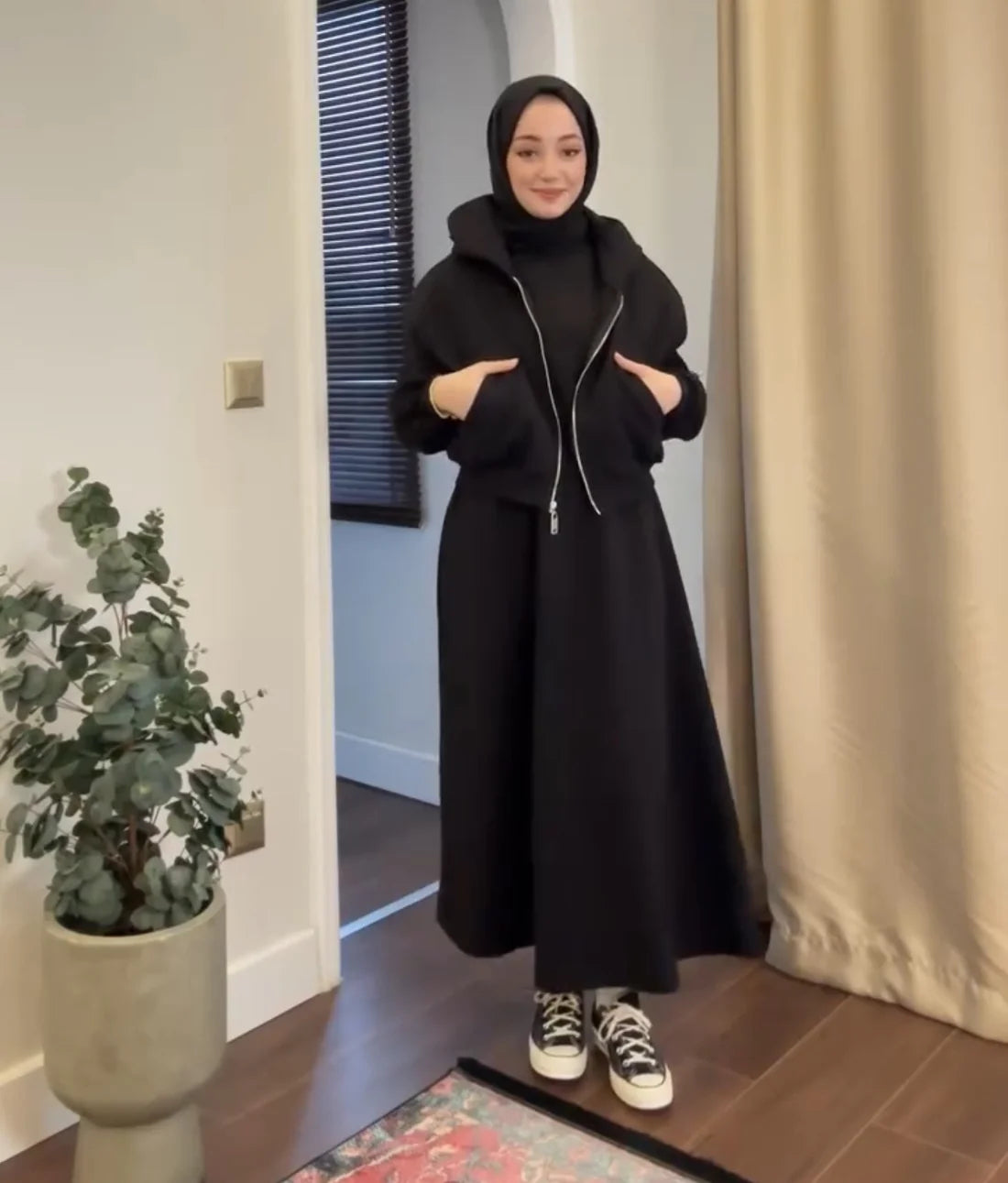 CH-508 MasterMindswear 2 Pcs Winter Outfit Long Frock With Upper Fleece Hoodie