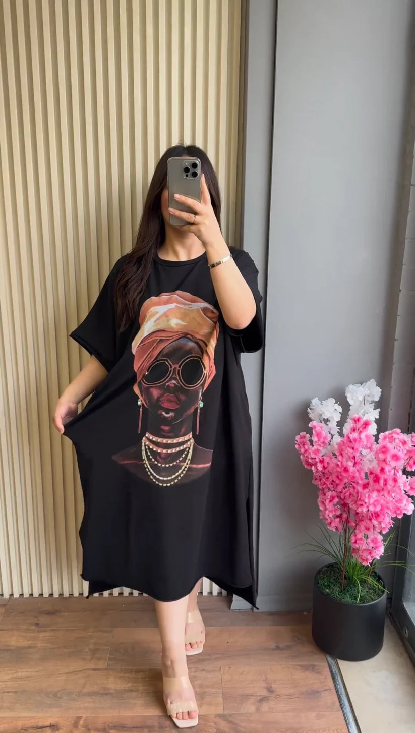 CH-457 MasterMindswear Drop Shoulder Printed Long Top