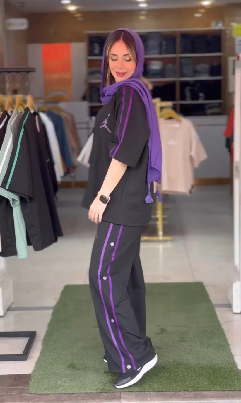 CH#440 MasterMindswear Sides Button Style T-Shirt And Jogger Pant