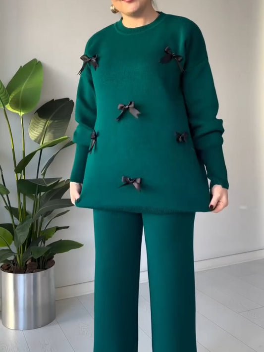 CH-525 MasterMindswear Bow Style Warm Fleece Wnter Co-ord Set