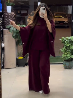 Ch # 528 MasterMindswear Poncho flare top with trouser winter fleece co ords LIMITED EDITION