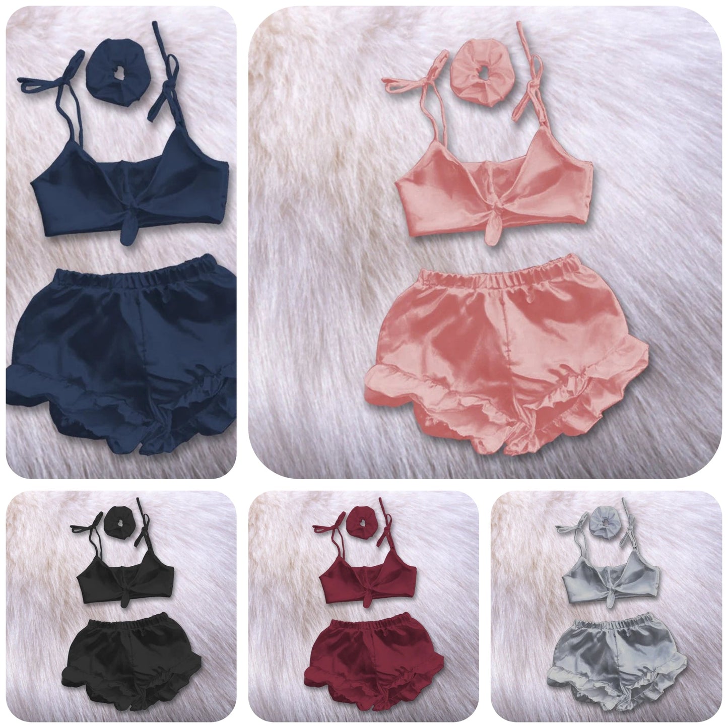 3 IN 1 SATIN SILK SLEEPWEAR SET CHK # P38