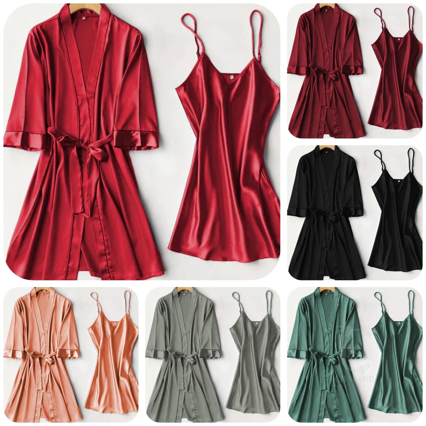 SILK ROBE WITH CASUAL WOMAN LONG TOP CHK # P42