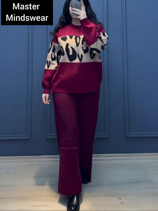 CH # 526 MasterMindswear 2 Pcs Wild Printed Fleece Co ord Set