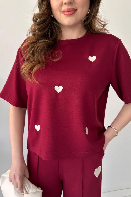 CH 556 Straight Trouser With Heart Printed Top - Mastermindswear