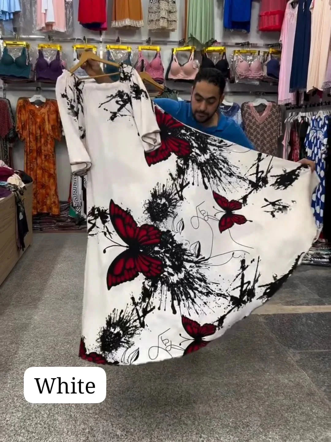CH 554 Butterfly Printed A-Line Long Frock - Mastermindswear