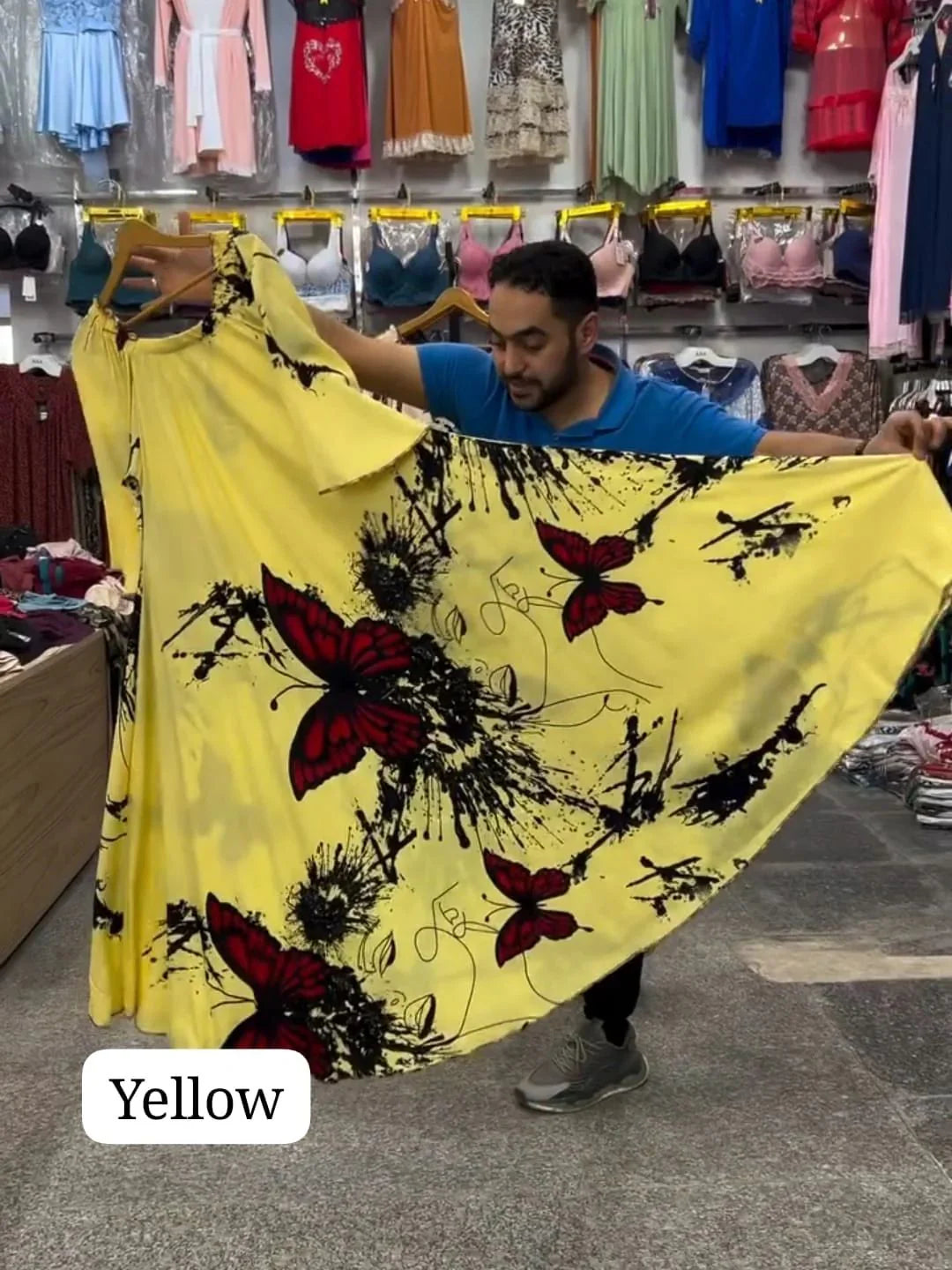 CH 554 Butterfly Printed A-Line Long Frock - Mastermindswear