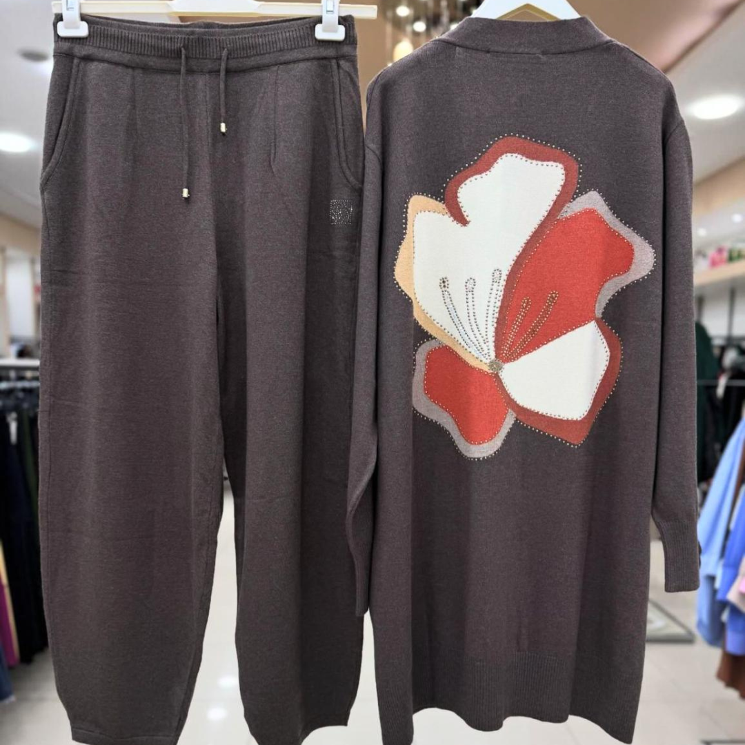 CH-485 MasterMindswear Back Flower Printed Fleece Co-ord Set For Winter