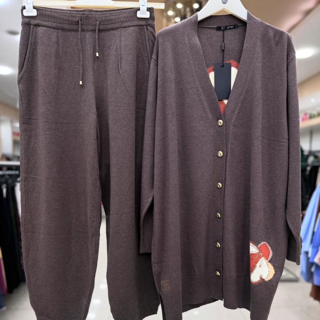 CH-485 MasterMindswear Back Flower Printed Fleece Co-ord Set For Winter