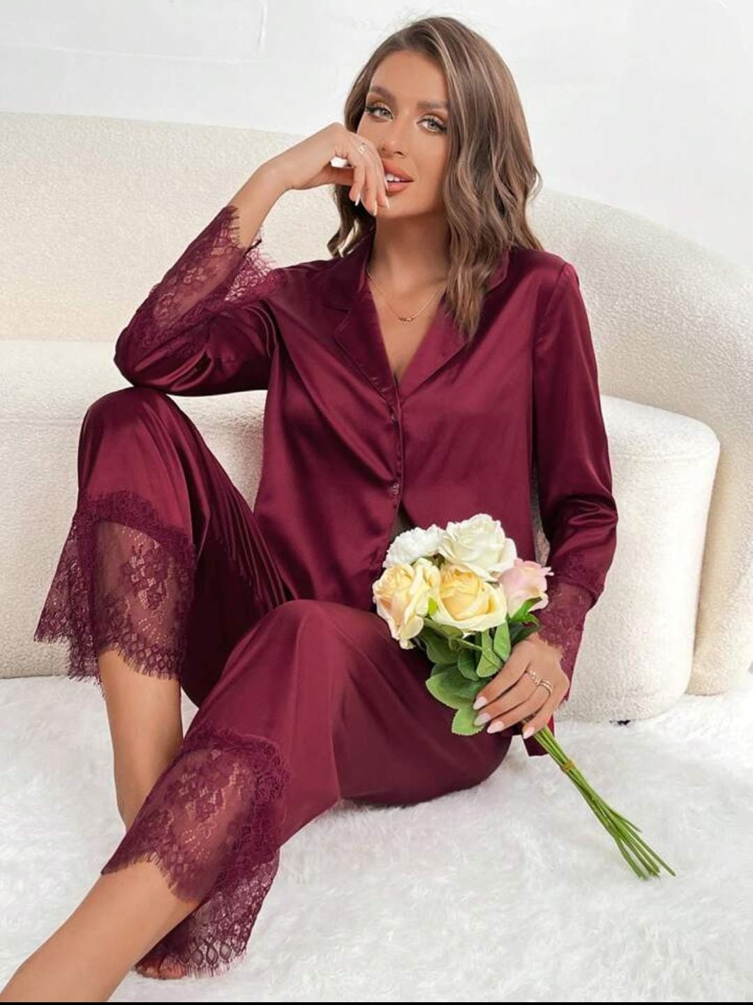 P-73 Noir Luxe Lace Pajama Set |MasterMindswear