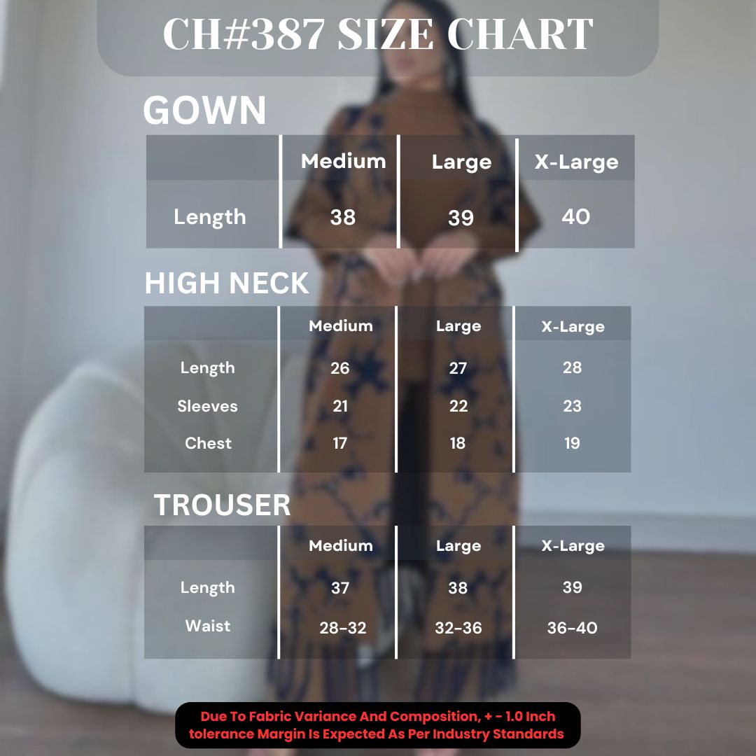 CH # 387 MasterMindswear Ready-to-Wear 3 Piece Dress High Neck + Upper + trouser