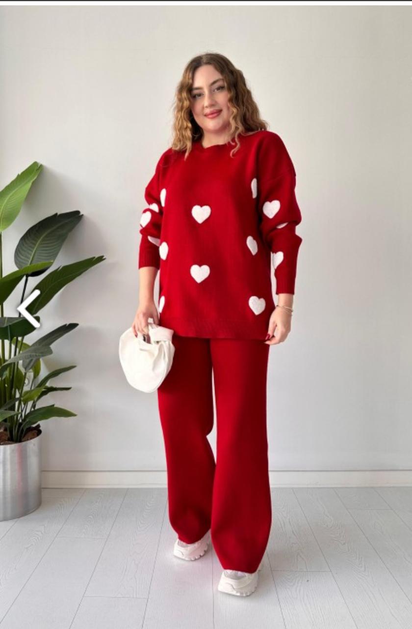 Ch-471 MasterMindswear Heart printed warm winter fleece co ord Set