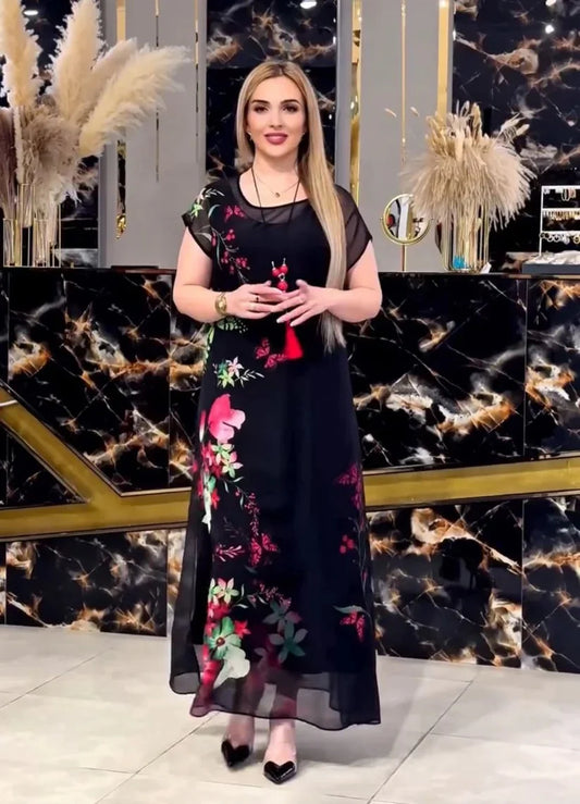 CH 570 - 2 Piece Floral Printed Party Dress - Mastermindswear