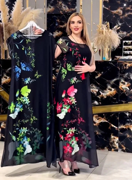 CH 570 - 2 Piece Floral Printed Party Dress - Mastermindswear