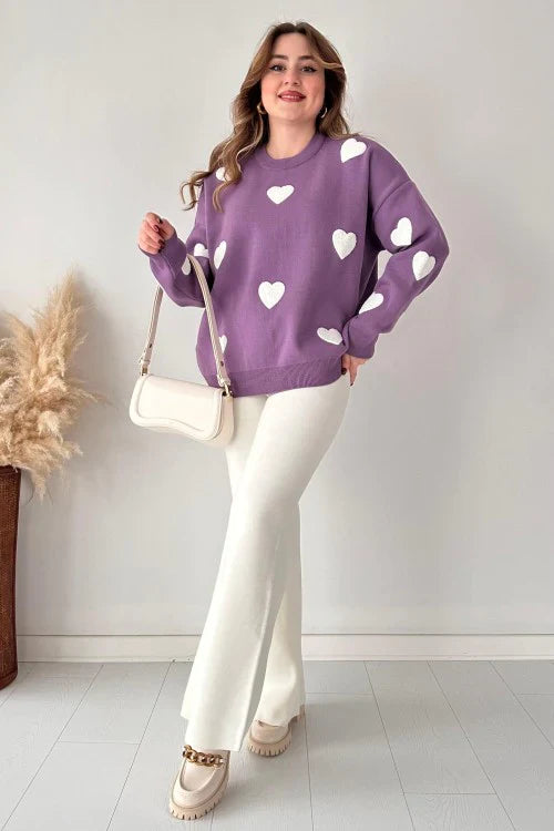 Ch-471 MasterMindswear Heart printed warm winter fleece co ord Set