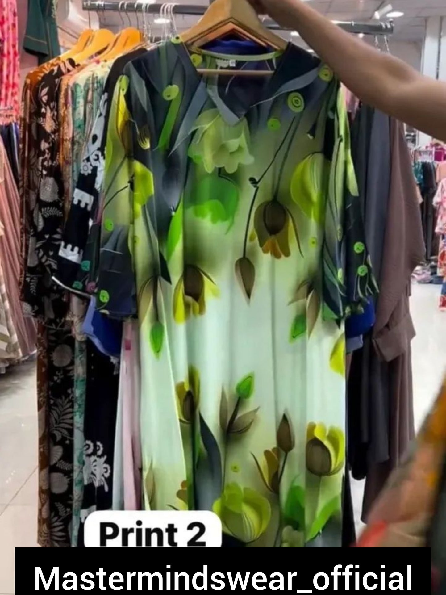 CH 573 Tulip Bloom Printed Kaftan – Soft Crepe Long Dress | Mastermindswear