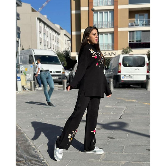 CH-382 MasterMindswear 2 Pcs Embroidery Fleece Co ord Set