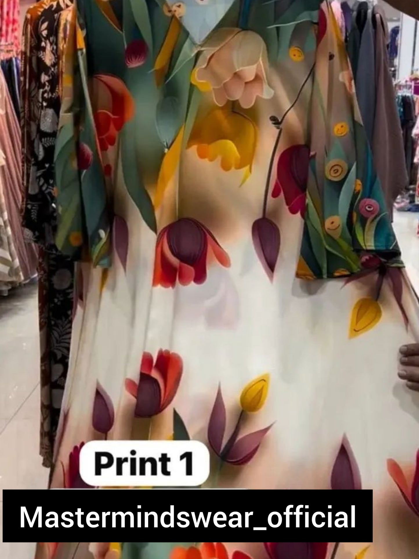 CH 573 Tulip Bloom Printed Kaftan – Soft Crepe Long Dress | Mastermindswear