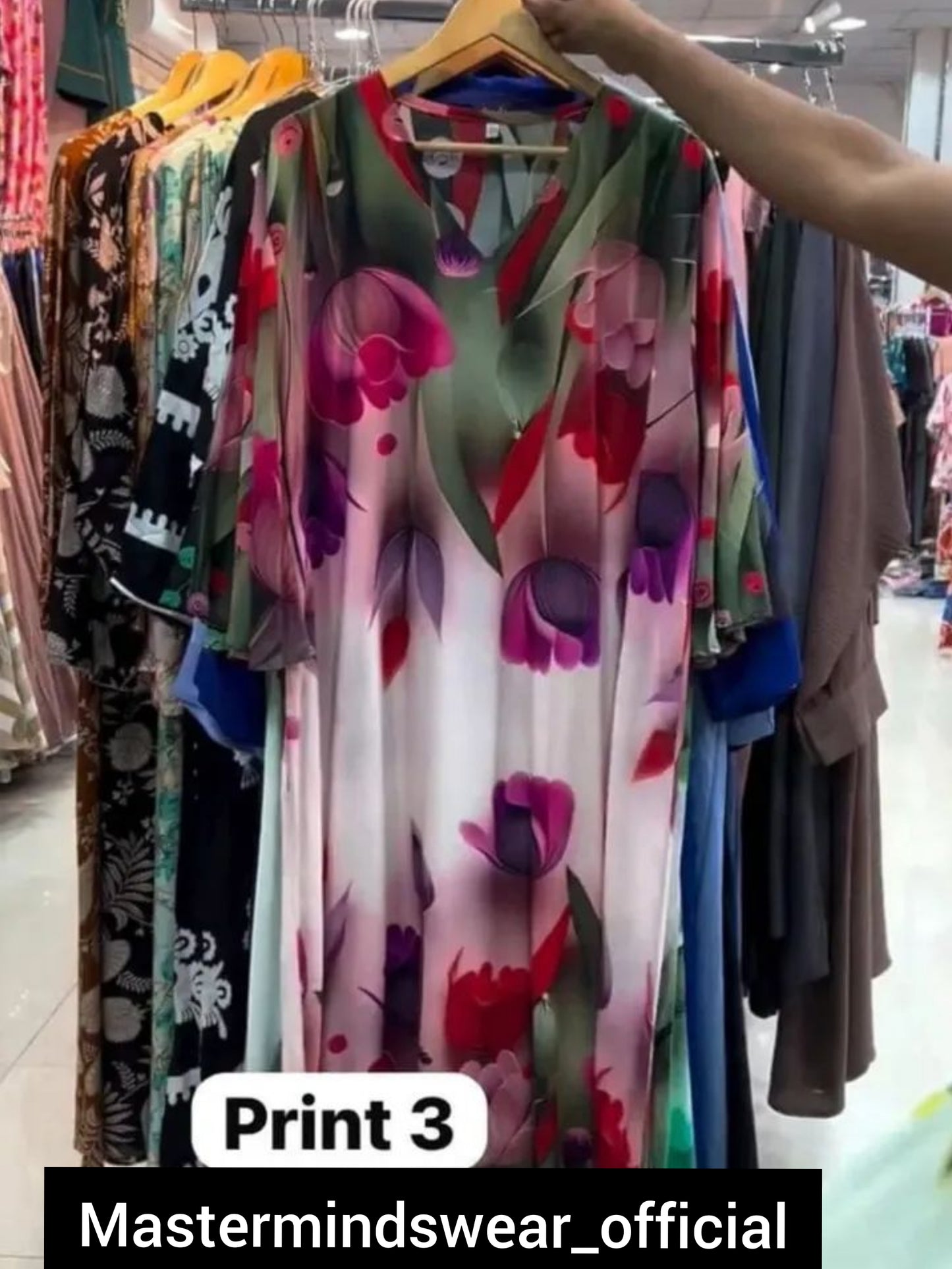 CH 573 Tulip Bloom Printed Kaftan – Soft Crepe Long Dress | Mastermindswear